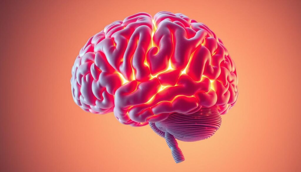 A vibrant and detailed illustration of brain health, showcasing the intricate workings of the human brain in an artistic, visually compelling manner. The image should depict the brain in a three-dimensional form, with a soft, warm lighting that highlights its intricate structures and connections. The background should be a neutral, muted tone that allows the brain to take center stage, while subtle hints of activity, such as synaptic firing or neural pathways, can be incorporated to convey the dynamic nature of the organ. The overall mood should be one of scientific curiosity and wonder, capturing the essence of the section's focus on the relationship between exercise and brain well-being in individuals over 50 years of age. A vibrant and detailed illustration of brain health, showcasing the intricate workings of the human brain in an artistic, visually compelling manner. The image should depict the brain in a three-dimensional form, with a soft, warm lighting that highlights its intricate structures and connections. The background should be a neutral, muted tone that allows the brain to take center stage, while subtle hints of activity, such as synaptic firing or neural pathways, can be incorporated to convey the dynamic nature of the organ. The overall mood should be one of scientific curiosity and wonder, capturing the essence of the section's focus on the relationship between exercise and brain well-being in individuals over 50 years of age.